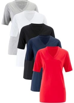 Lot De 5 T-shirts Longs Amples Col En V, Manches Courtes -Venus Mode Winkel 15010976 Me0LwHbj
