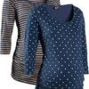 Lot De 2 T-shirts De Grossesse En Coton, Imprimé Et Manches 3/4 -Venus Mode Winkel 15125076 q5pghaOc