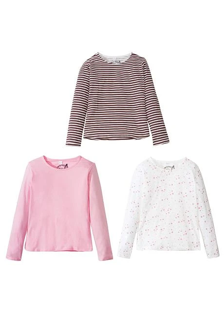 Lot De 3 T-shirts Manches Longues Fille En Coton 7 Lot De 3 T-shirts Manches Longues Fille En Coton - Afbeelding 5