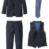 Costume 4 Pièces : Veste, Pantalon, Gilet, Cravate