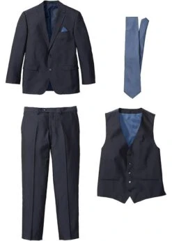 Costume 4 Pièces : Veste, Pantalon, Gilet, Cravate