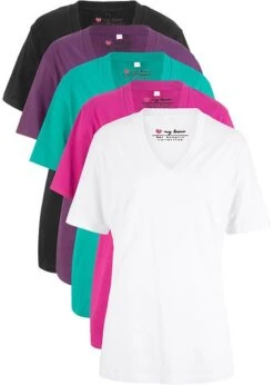 Lot De 5 T-shirts Longs Amples Col En V, Manches Courtes -Venus Mode Winkel 19022099 h67eJhIL