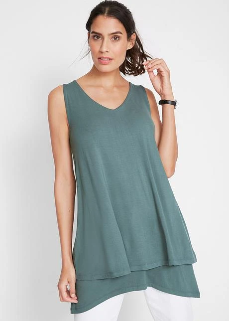 Top Long Double épaisseur à Col V Et Base à Pans 4 Top Long Double épaisseur à Col V Et Base à Pans - Afbeelding 2