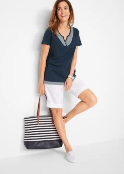 T-shirt Coton Style 2 En 1, Manches Courtes -Venus Mode Winkel 19093822 zphdHpL5