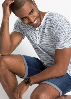 T-shirt à Col Henley, Manches Courtes 13 T-shirt à Col Henley, Manches Courtes -Venus Mode Winkel 19120658 XM0Cjaso