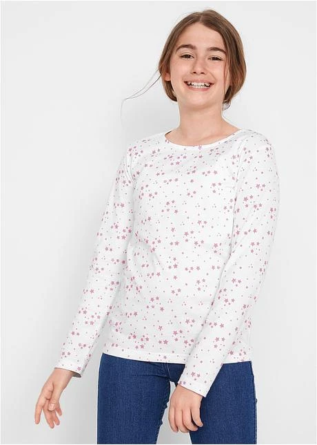 Lot De 3 T-shirts Manches Longues Fille En Coton 4 Lot De 3 T-shirts Manches Longues Fille En Coton - Afbeelding 2