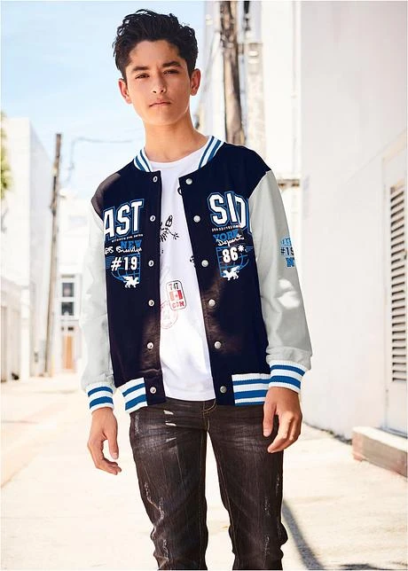 Blouson Sweat-shirt Style Campus Garçon En Coton 5 Blouson Sweat-shirt Style Campus Garçon En Coton - Afbeelding 3