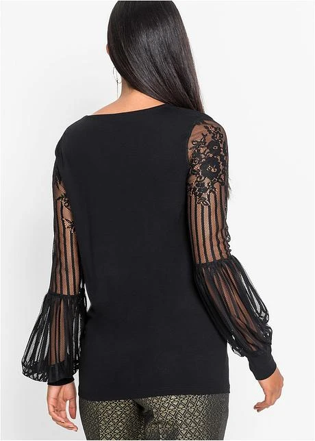 T-shirt Manches Longues à Manches Dentelle 5 T-shirt Manches Longues à Manches Dentelle - Afbeelding 3