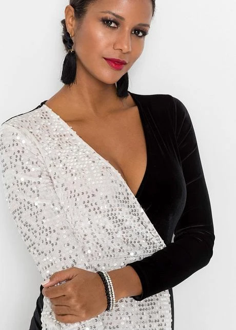 Robe Courte Avec Empiècement à Paillettes 8 Robe Courte Avec Empiècement à Paillettes - Afbeelding 6