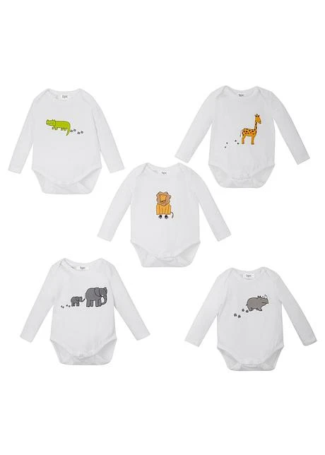 Lot De 5 Bodies Bébé Manches Longues Coton 4 Lot De 5 Bodies Bébé Manches Longues Coton - Afbeelding 2