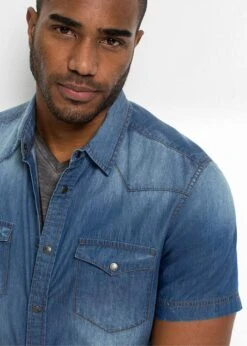 Chemise Manches Courtes En Jean, Slim Fit -Venus Mode Winkel 19362062 U7dWUbq0