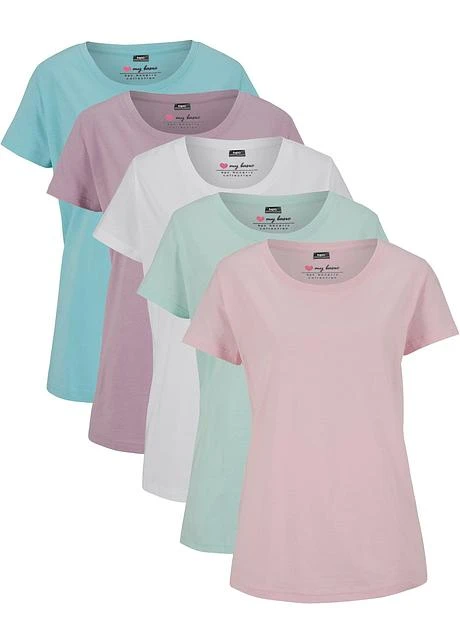 Lot De 5 Tee-shirts Col Rond, Manches Courtes 11 Lot De 5 Tee-shirts Col Rond, Manches Courtes - Afbeelding 9