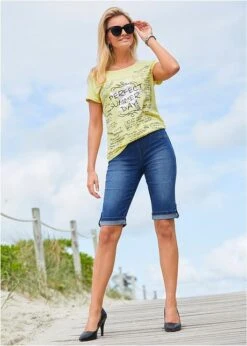 Bermuda En Jean Avec Taille Entièrement élastiquée -Venus Mode Winkel 20056135 ShWWxJvm