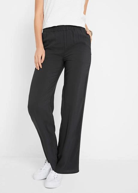 Pantalon à Enfiler Avec Tour De Taille élastique Et Jambes Larges En Viscose 4 Pantalon à Enfiler Avec Tour De Taille élastique Et Jambes Larges En Viscose - Afbeelding 2