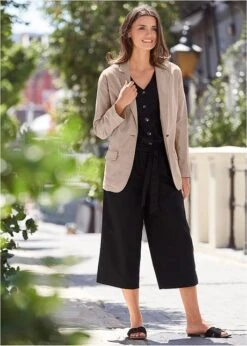Blazer Long En Lin Majoritaire, Loose Fit -Venus Mode Winkel 20075583 EtvNRq3A