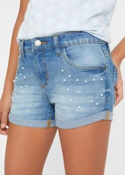 Short En Jean Fille Orné De Perles -Venus Mode Winkel 20083209 98Ps9Bz8