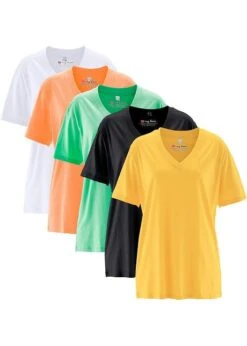 Lot De 5 T-shirts Longs Amples Col En V, Manches Courtes -Venus Mode Winkel 20106323 WMWWwvpW