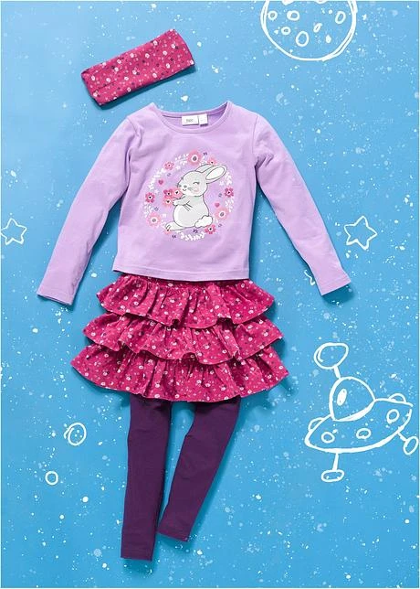 T-shirt, Jupe, Legging, Bandeau De Cheveux (Ens. 4 Pces.) Fille 9 T-shirt, Jupe, Legging, Bandeau De Cheveux (Ens. 4 Pces.) Fille - Afbeelding 7