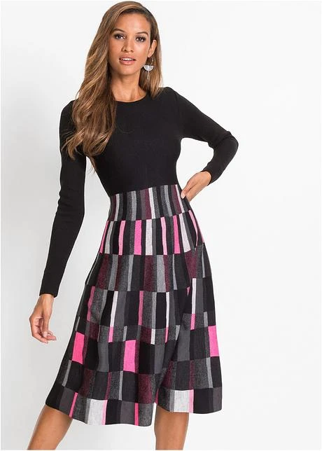 Robe En Maille à Carreaux 4 Robe En Maille à Carreaux - Afbeelding 2