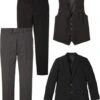 Costume 4 Pièces : Veste De Costume, Gilet Sans Manches, 2 Pantalons