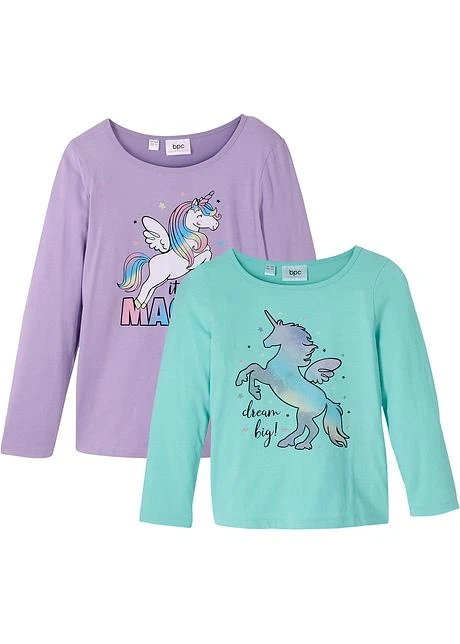 Lot De 2 T-shirts Manches Longues Fille En Coton 3 Lot De 2 T-shirts Manches Longues Fille En Coton