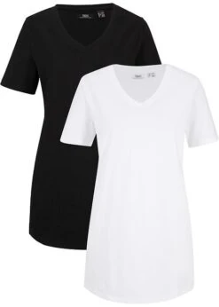 Lot De 2 T-shirts Longs Basiques Col V Et Manches Courtes 18 Lot De 2 T-shirts Longs Basiques Col V Et Manches Courtes -Venus Mode Winkel 21013256 lFqy7hn4