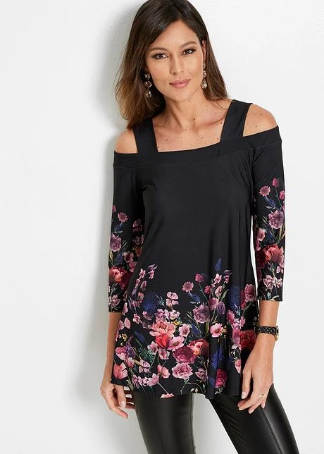 T-shirt à épaules Dénudées Et Imprimé Floral 4 T-shirt à épaules Dénudées Et Imprimé Floral - Afbeelding 2