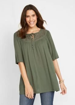 Longue Tunique En Viscose Aspect Froissé, Manches 1/2 12 Longue Tunique En Viscose Aspect Froissé, Manches 1/2 -Venus Mode Winkel 21056628 yJ0NHmH3