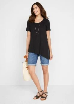 T-shirt Long Asymétrique, Manches Courtes -Venus Mode Winkel 21056652 clFpI9Mc