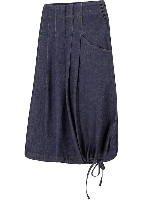 Jupe En Jean Extensible Avec Plis Religieuse, Lien à Nouer Et Taille Confortable 3 Jupe En Jean Extensible Avec Plis Religieuse, Lien à Nouer Et Taille Confortable