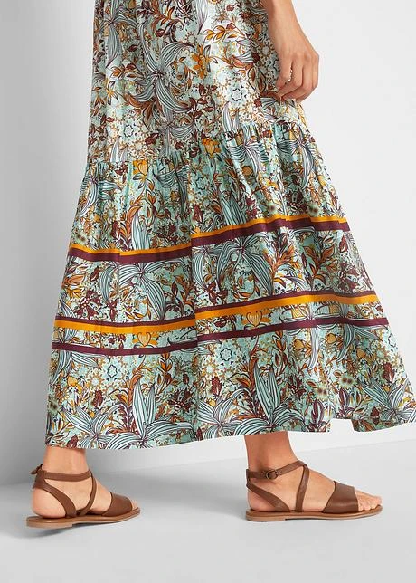 Robe Longue Avec Imprimé Bordure En Viscose 8 Robe Longue Avec Imprimé Bordure En Viscose - Afbeelding 6