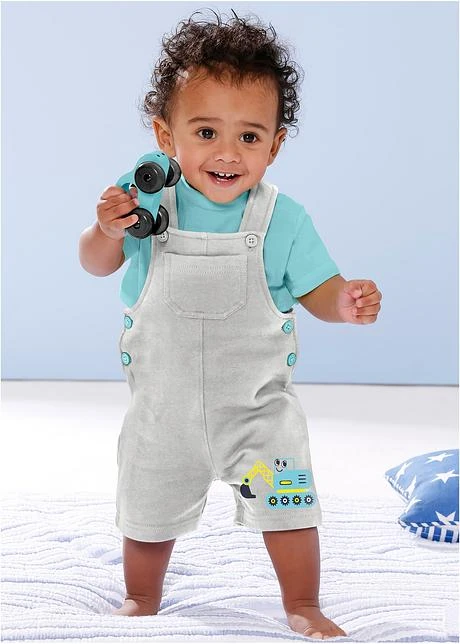 T-shirt Bébé + Salopette Sweat (Ens. 2 Pces.) Coton 5 T-shirt Bébé + Salopette Sweat (Ens. 2 Pces.) Coton - Afbeelding 3