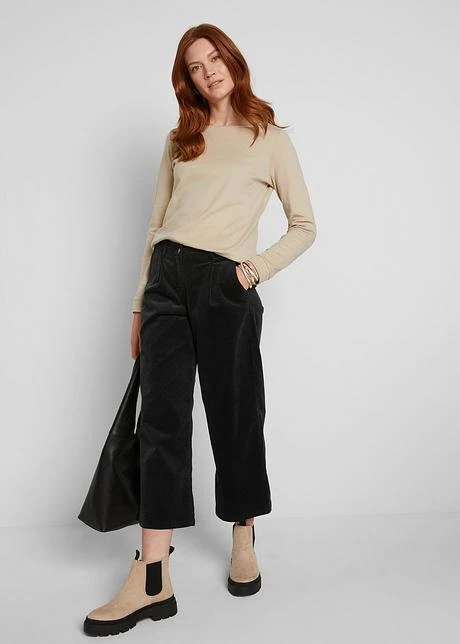 Jupe-culotte En Velours Côtelé Stretch Avec Taille Haute Confortable, Longueur 7/8 6 Jupe-culotte En Velours Côtelé Stretch Avec Taille Haute Confortable, Longueur 7/8 - Afbeelding 4