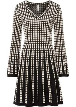 Robe En Maille Avec Jupe à Effet Plissé