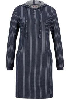 Robe Sweat Effet Jean, Rayée, Avec Capuche