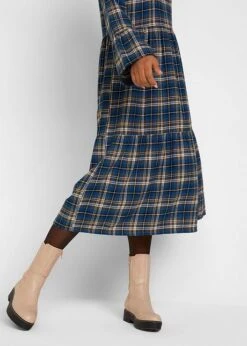 Robe Midi évasée En Flanelle Avec Volants -Venus Mode Winkel 21192038 UPRvVPUL