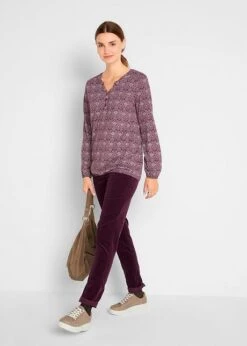 T-shirt Manches Longues Imprimé Avec Col Henley -Venus Mode Winkel 21193755 JTAExUZ5