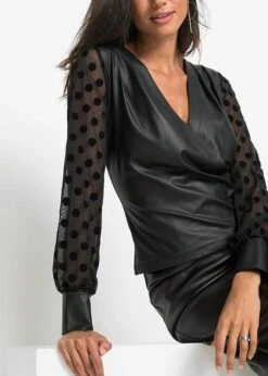 T-shirt Manches Longues Avec Empiècement Enduit -Venus Mode Winkel 21204981 X0Dbdh46