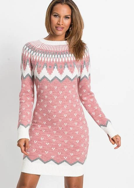 Robe En Maille à Motif Norvégien 4 Robe En Maille à Motif Norvégien - Afbeelding 2