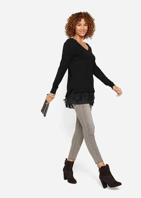 Pull En Viscose Avec Dentelle Et Plissé 6 Pull En Viscose Avec Dentelle Et Plissé - Afbeelding 4