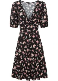 Robe En Jersey Ă Manches Bouffantes