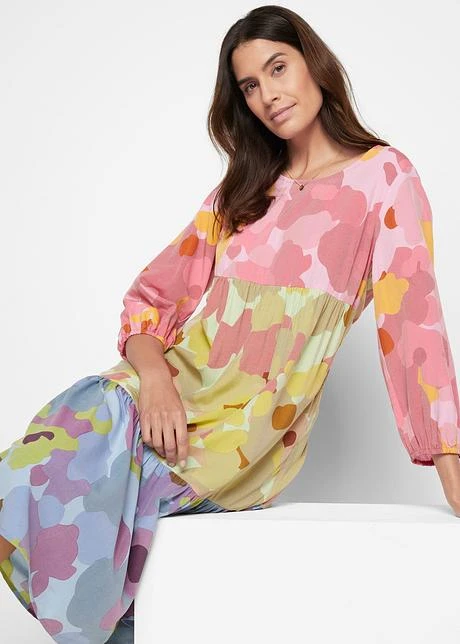 Robe-tunique Ample En Mélange Viscose Longueur Midi, Manches 7/8 8 Robe-tunique Ample En Mélange Viscose Longueur Midi, Manches 7/8 - Afbeelding 6