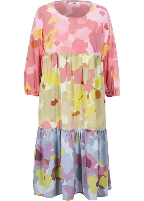 Robe-tunique Ample En Mélange Viscose Longueur Midi, Manches 7/8 3 Robe-tunique Ample En Mélange Viscose Longueur Midi, Manches 7/8