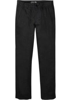 Pantalon Chino En Lin Avec Taille Confortable Regular Fit, Straight