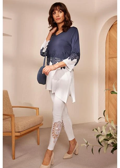 T-shirt Long De Coupe Asymétrique Avec Dentelle 9 T-shirt Long De Coupe Asymétrique Avec Dentelle - Afbeelding 7