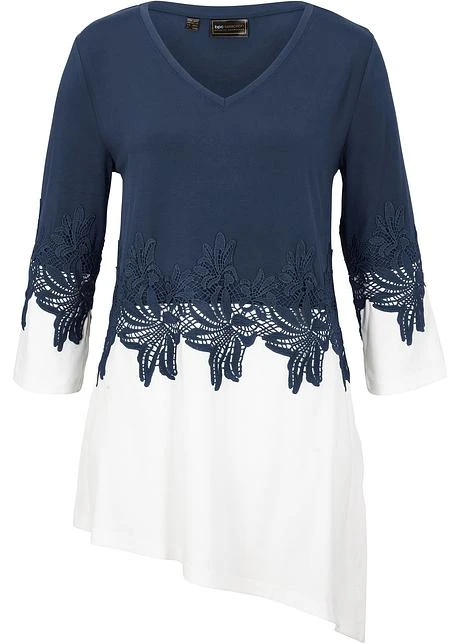 T-shirt Long De Coupe Asymétrique Avec Dentelle 3 T-shirt Long De Coupe Asymétrique Avec Dentelle