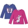 Lot De 2 Tee-shirts Manches Longues Fille En Coton Bio
