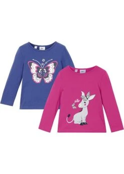 Lot De 2 Tee-shirts Manches Longues Fille En Coton Bio