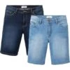 Lot De 2 Bermudas En Jean Extensibles, Regular Fit