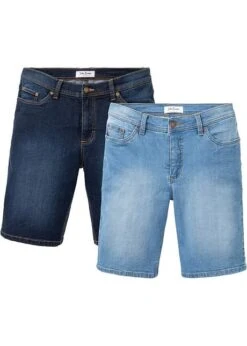 Lot De 2 Bermudas En Jean Extensibles, Regular Fit